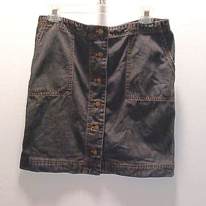 Lauren Jeans Co Ralph Lauren Black  Petite 10P button-down denim skirt